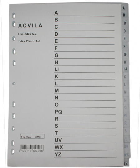 Index plastic A4 alfabetic A-Z - CLICK AICI PENTRU DETALII