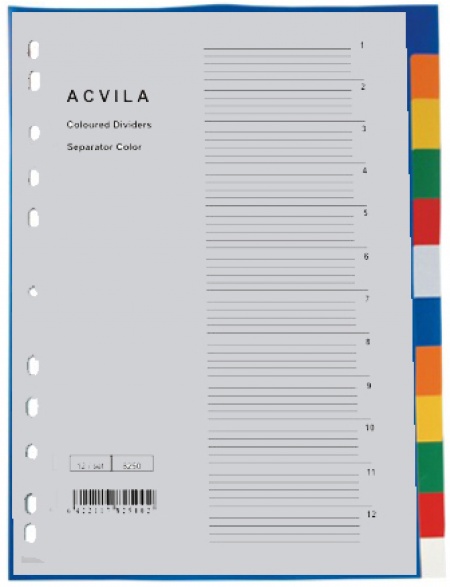Separator plastic A4, color, 12 buc - set - CLICK AICI PENTRU DETALII